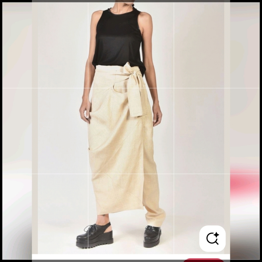 Elegant Beige Wrap Skirt, AAKASHA, S, Cotton, NWOT